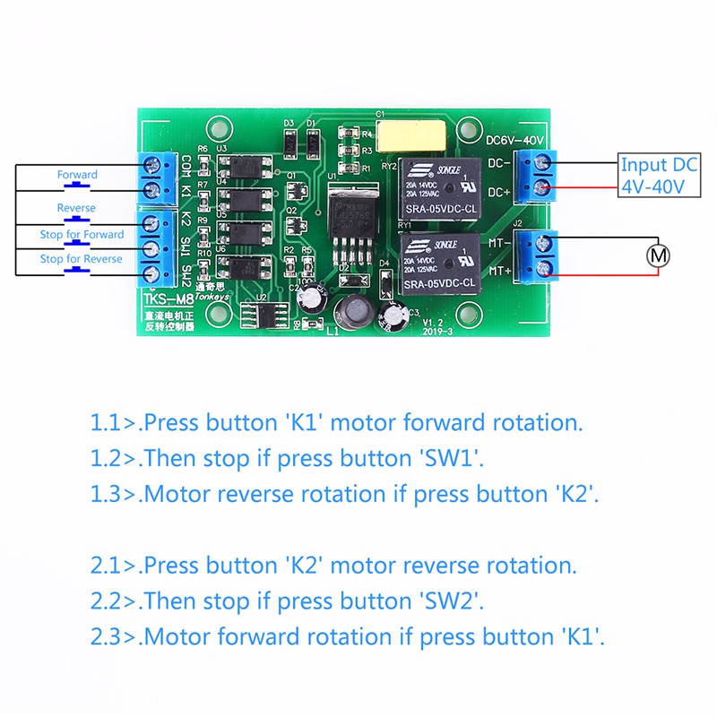 1PCS DC 5V 12V 24V 20A Limit Control DC Motor Positive and Negative ...