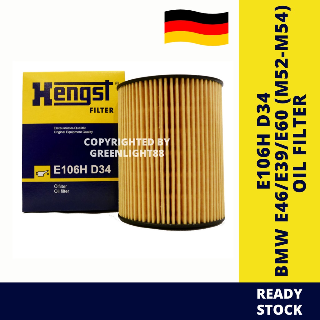 (E106H D34) HENGST OIL FILTER BMW E46/ E36 / E39 / E60 (M52 / M54 ) OIL