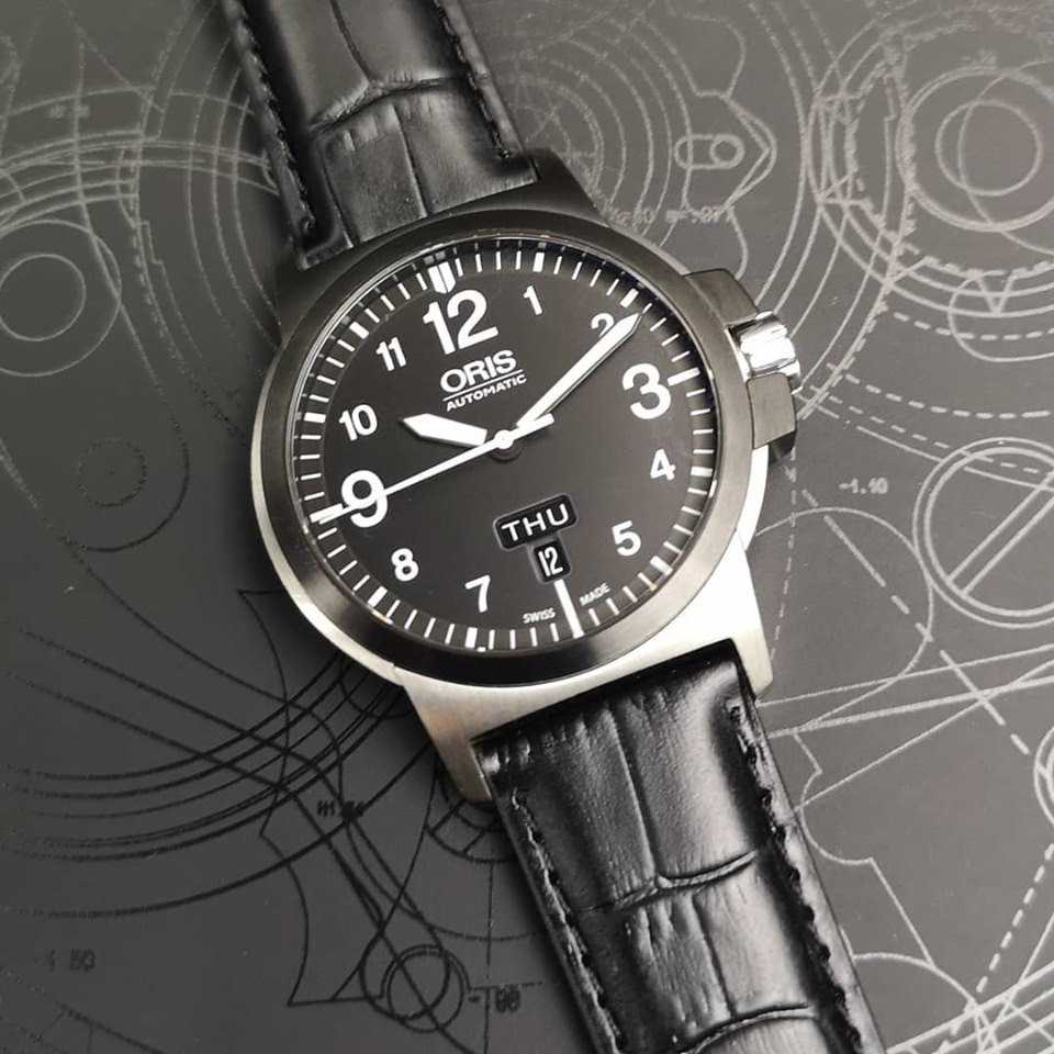 Oris BC3 Advanced Day Date Black bezel on Leather Strap Shopee