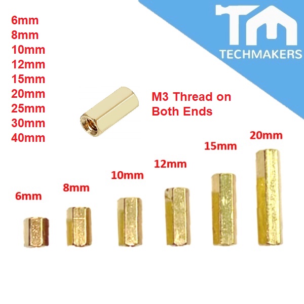 M3 Female-to-Female Brass Screw Thread PCB Stand-off Spacer Hexagonal 6/8/10/12/15/20/25/30/40/45/50/55/60mm