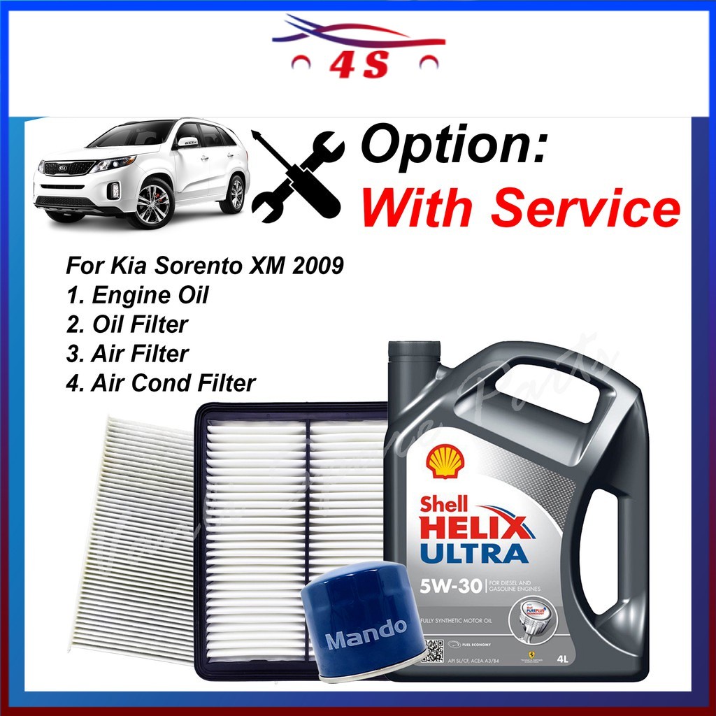 Kia Sorento XM 2009 Combo Services Set (Engine Oil, Air Cond Filter