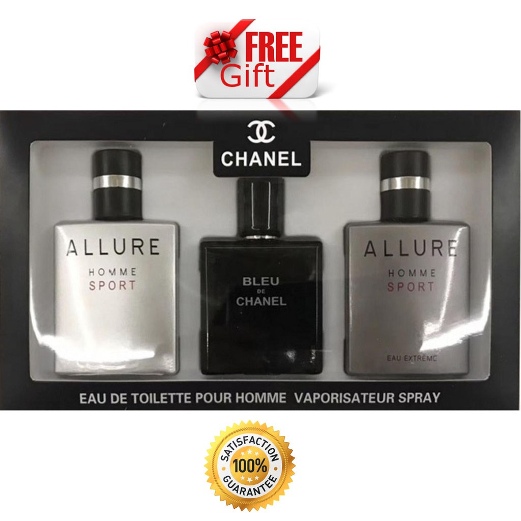 KissNscent - CHANEL MINIATURE GIFT SET 3 IN 1 🍁ALLURE HOMME SPORT EXTREME  25ml 🍁ALLURE HOMME SPORT 25ml 🍁BLEU DE CHANEL 25ml . Price : RM 100 only  . Postage: Semenanjung (RM