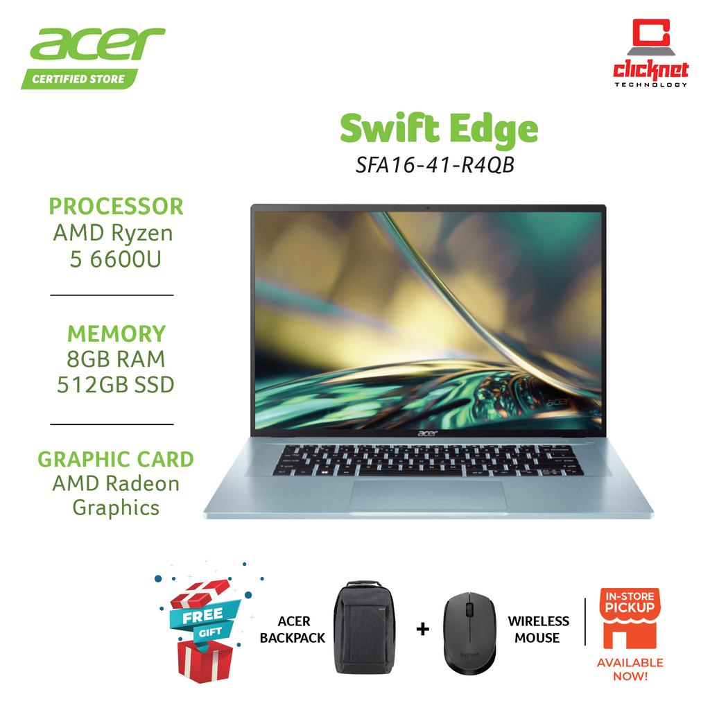 ACER SWIFT EDGE SFA16-41-R4QB (R5-6600U, 8GB, 512GB SSD, 16.0” WQUXGA ...