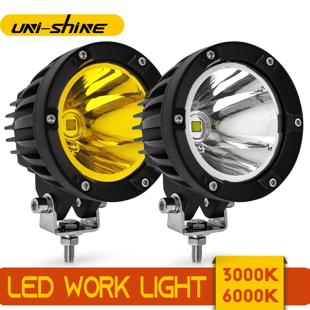 Unishine round white LED work light motorcycle led spot fog lights for