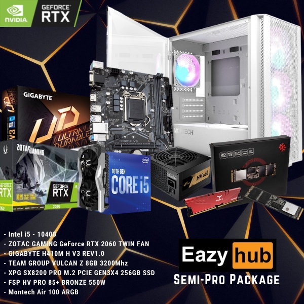 Semi Pro Package Gaming PC Set #Intel® Core™ i5-10400 Processor #ZOTAC  GAMING GeForce RTX 2060 Twin Fan