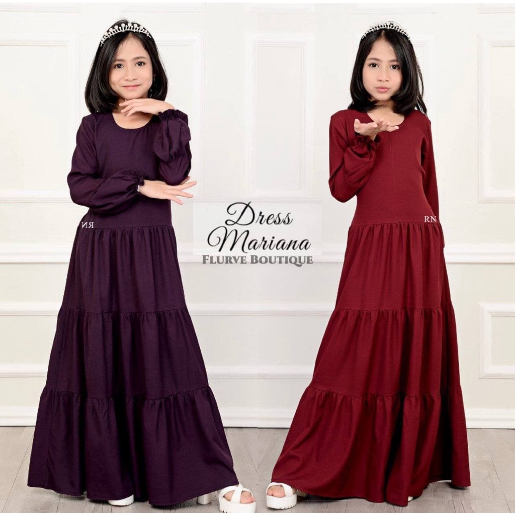 (KIDS ONLY) Jubah Dress Mariana Anak 3.0 Kembang Muslimah Plain Labuh ...