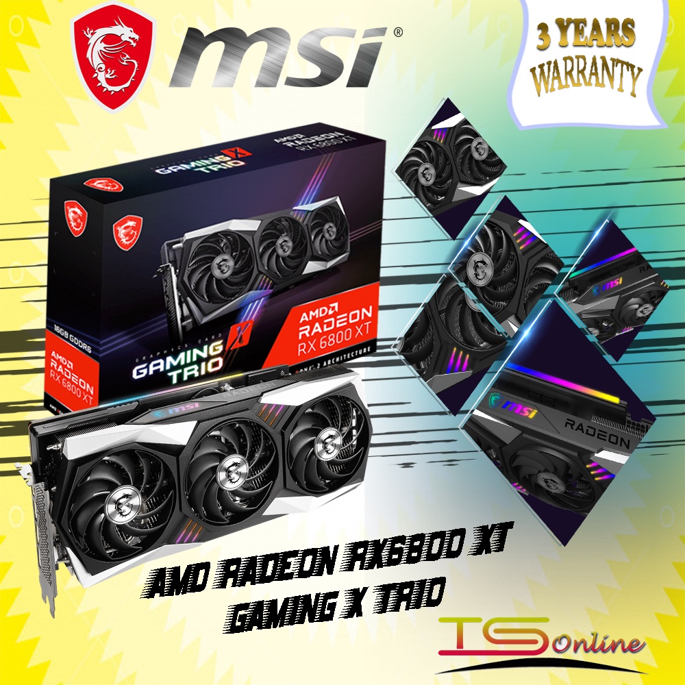 MSI AMD Radeon™ RX 6800 XT Gaming X Trio 16GB GDDR6 Gaming Graphics ...