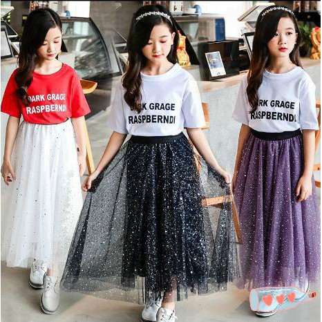 [Ready stock ] Kid's Tutu skirt Girls Long Skirt 4Y-13Y Girls Elastic ...