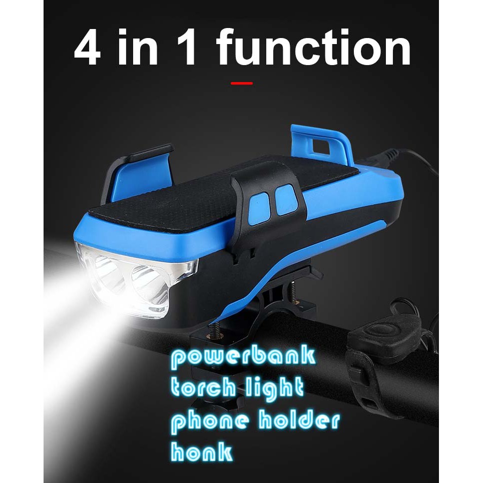 POWERBANK BICYCLE BASIKAL PHONE holder honk ping torch light torchlight ...