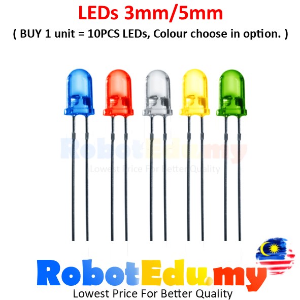 【10PCS】 LED LEDs 3MM 5MM 10MM Light Emitting Diode Bulb DIY STEM RBT ...