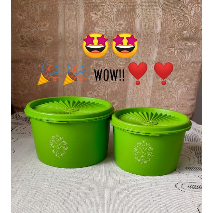 Vintage Classic Tupperware Decorator Mini & Midi Canisters Green