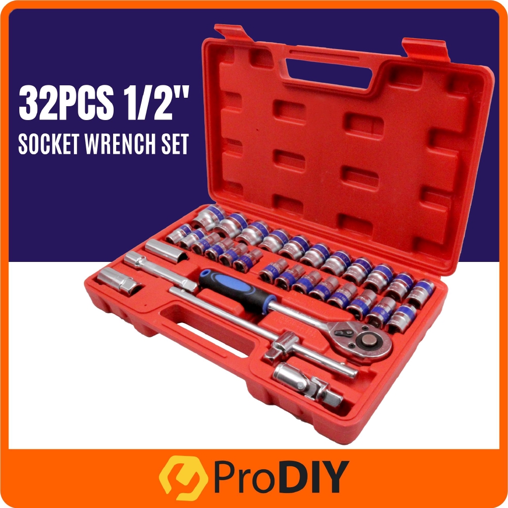 32pcs 1/2 Inch / 53pcs 1/4 Inch Ratchet Box Socket Set Box Set Spanner