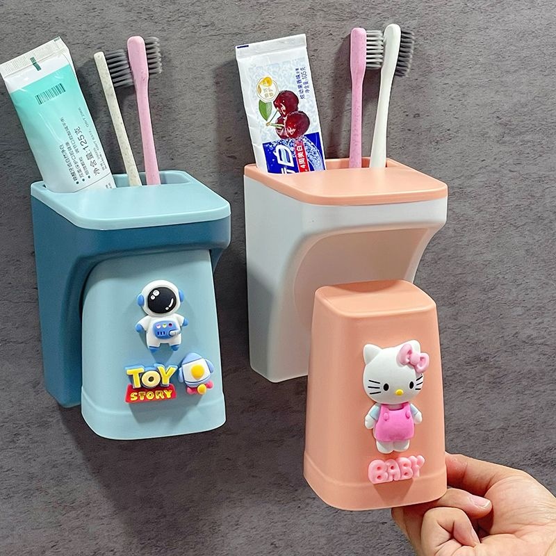 Cute Children's Toothbrush Rack Magnetic Mouthwash Cup Set Cartoon ...