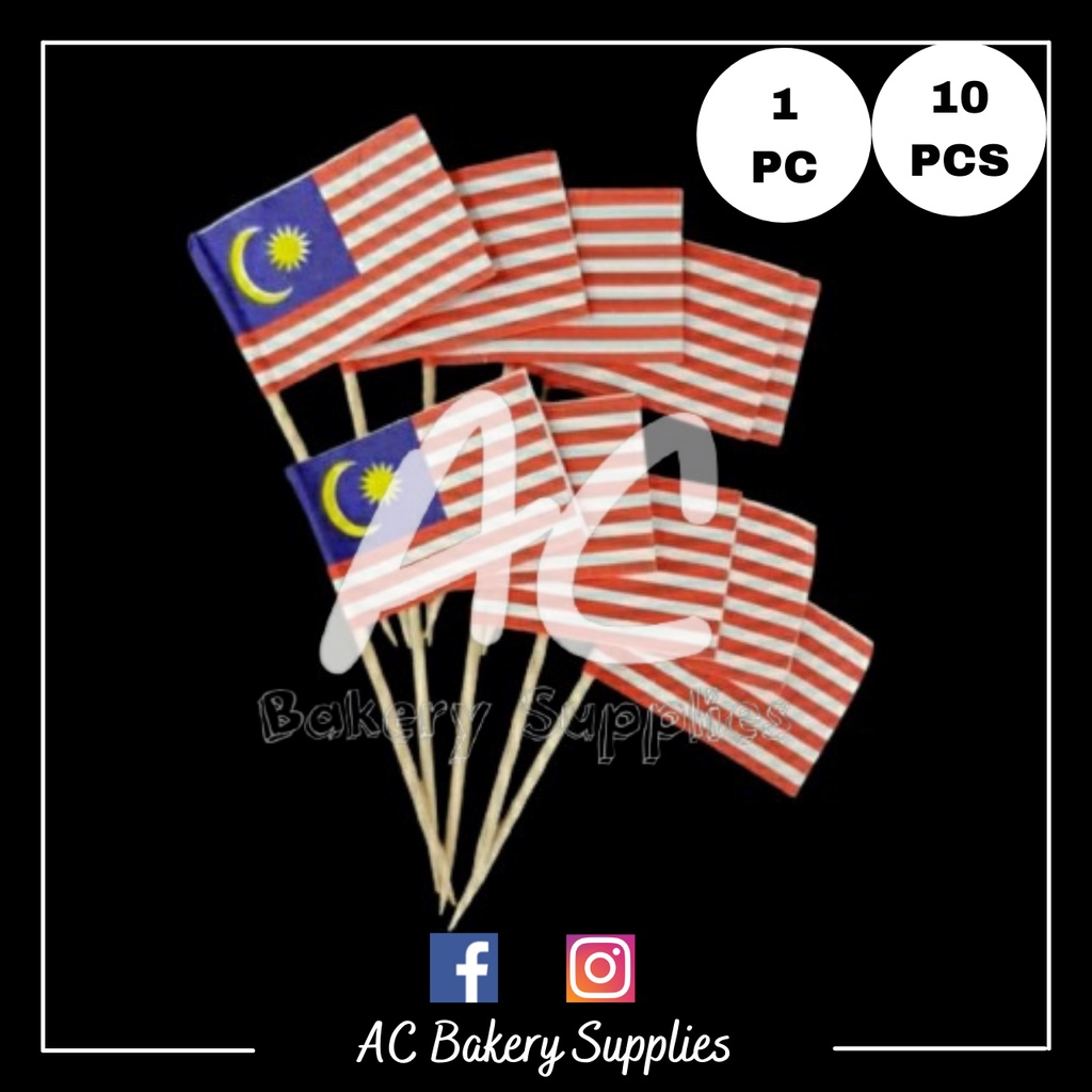 [1PC/10PCS] Bendera Malaysia Flag Jalur Gemilang Cake Topper ...