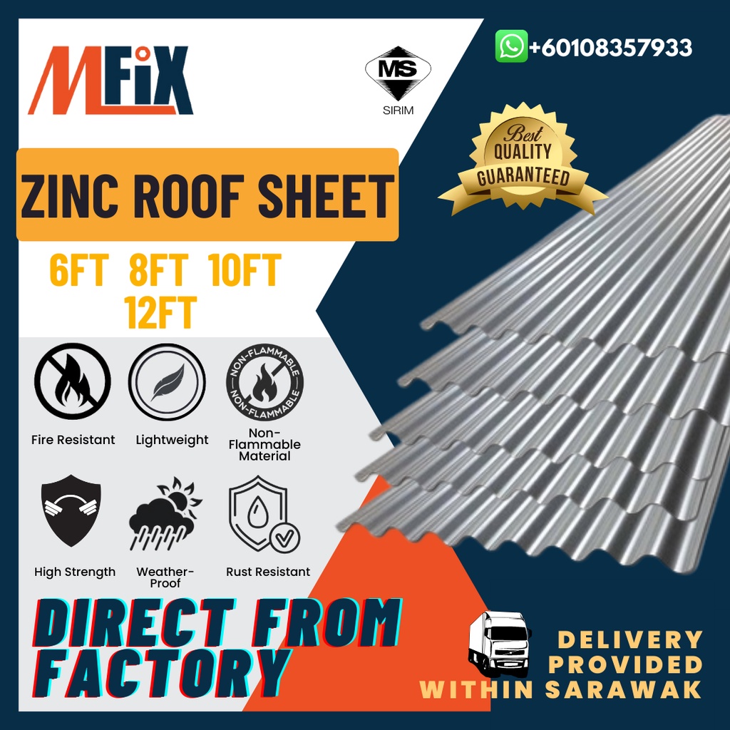 Corrugated Metal Zinc Roof Sheet / Atap Zink Ombak / Zinc Kampung Sheet ...