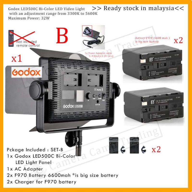 Godox LED500C BiColor LED Video Light Kit Set (Changeable Version