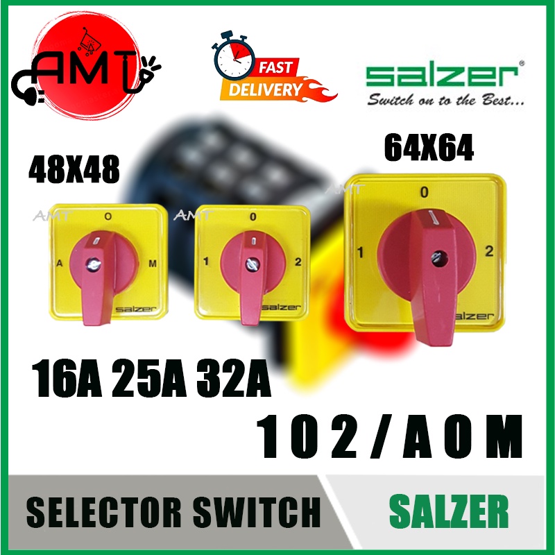 SALZER AOM 102 16A 25A 32A SELECTOR SWITCH CHANGE OVER 1P 2P 3P 4P S1661151 S1661152 S1661153