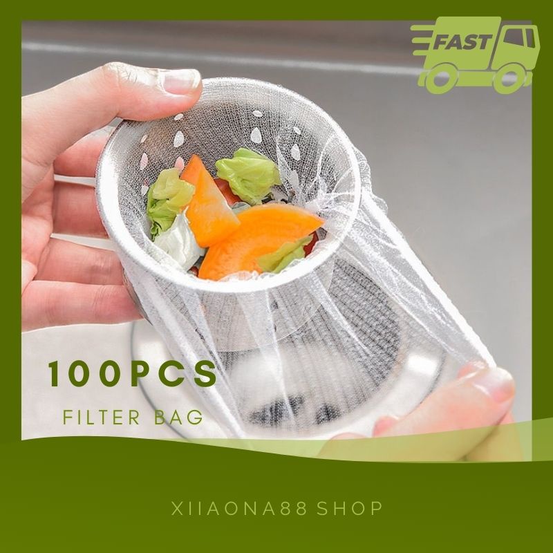 100pcs Kitchen Sink Net Filter Sink Basket Bag Drain Strainer Filter ...
