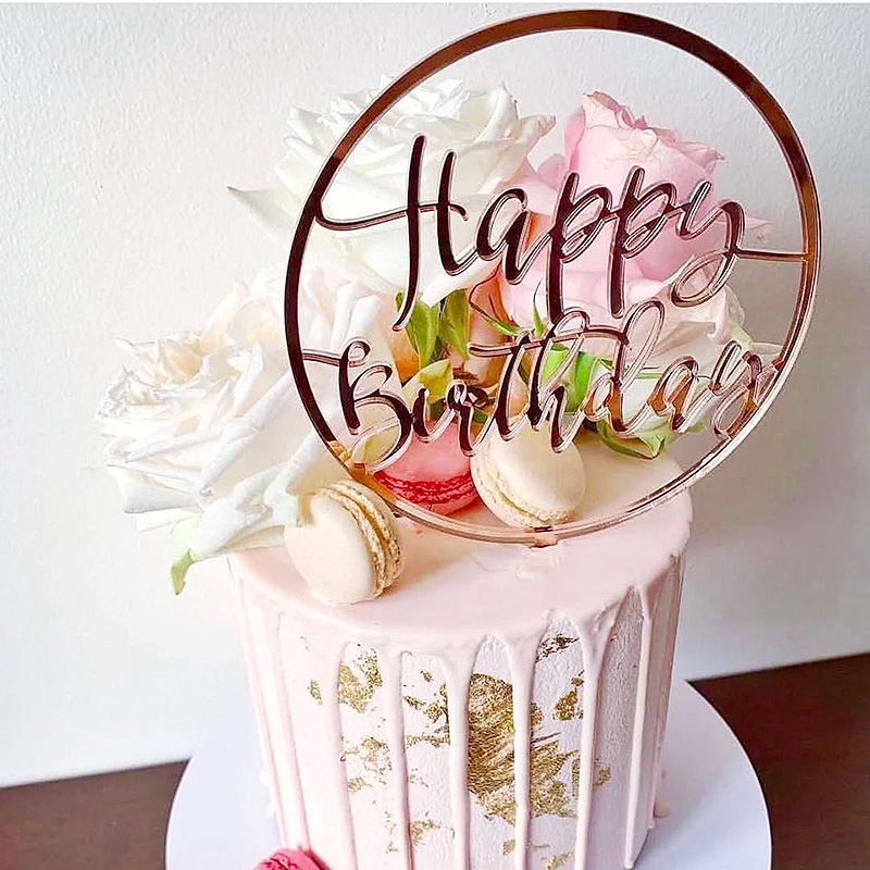 Acrylic Happy Birthday Cake Topper Rose Gold Cake Topper For Kids ...