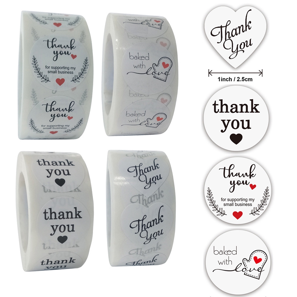 500pcs Sticker 1 Inch Round THANK YOU White Stickers Seal Labels ...