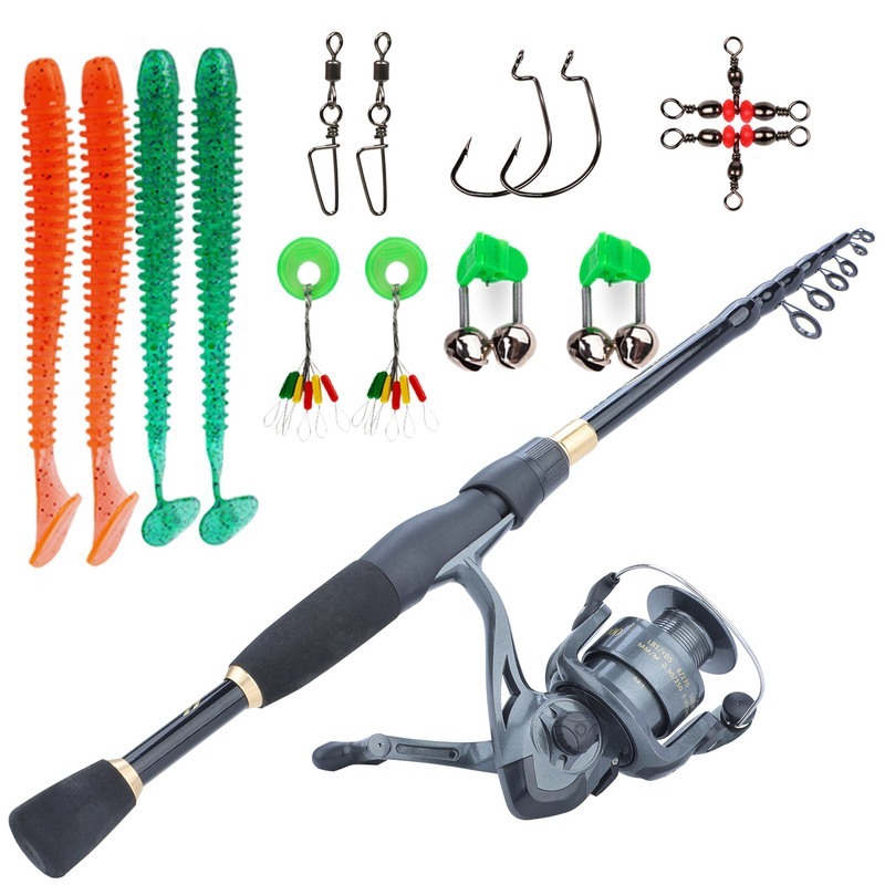 Sougayilang Fishing Rod Set Ultralight Rod Spinning Reel with Lure Hook  Full Kits (1.8-2.4m)