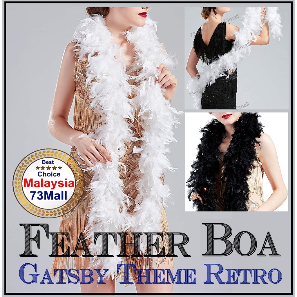[73 Mall] Gatsby Feathers Boa Handmade Soft Burlesque 1920's Retro