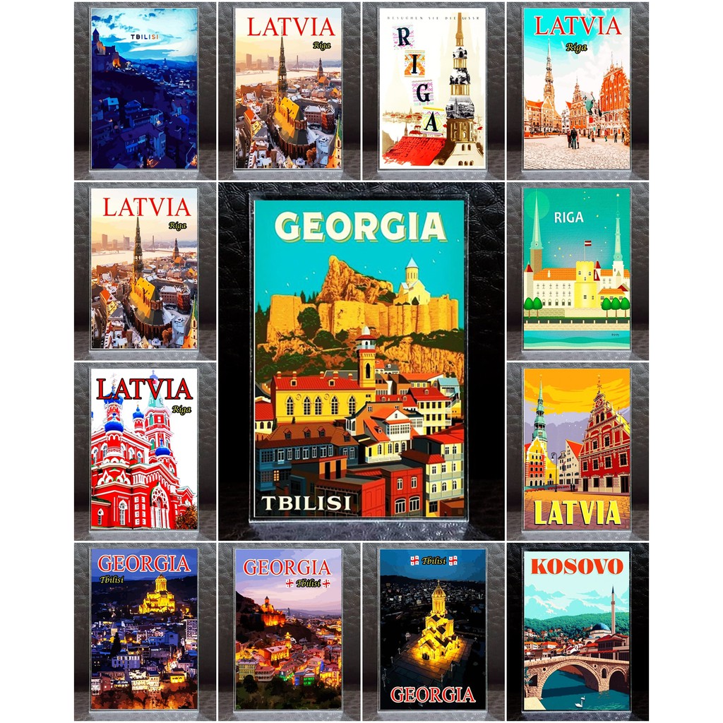 Acrylic Fridge Magnet Georgia Ltvia 2 × 3 Inches Kosovo Latvia AA ...