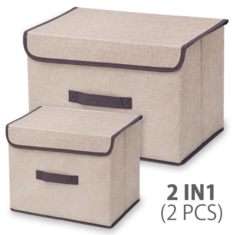 𝟮𝗣𝗖𝗦 》 Korean Foldable Non-woven Wardrobe Linen Collapsible Storage Box ...