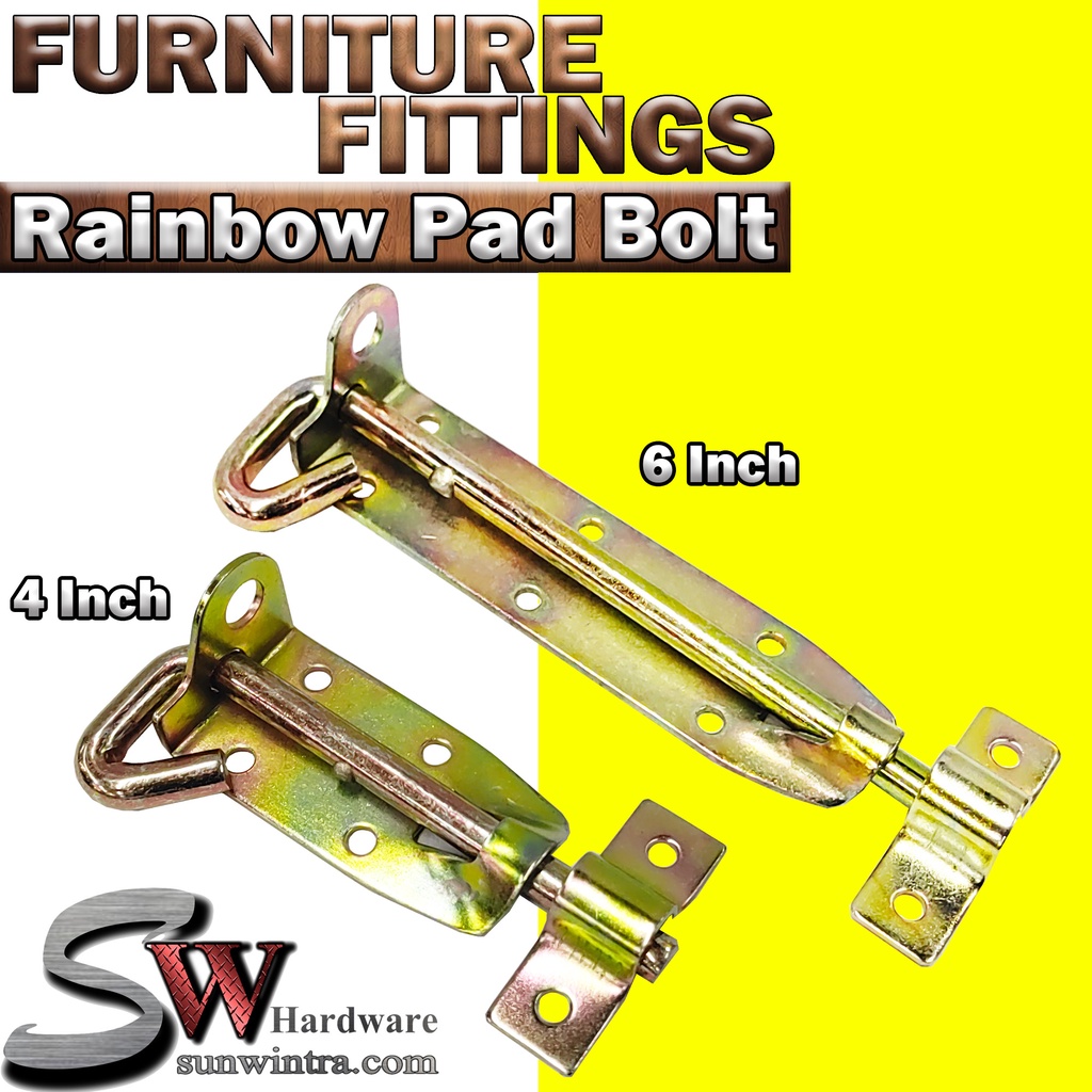 SW Hardware Heavy Duty Rainbow Pad Bolt Metal Door Bolt Latch Slug