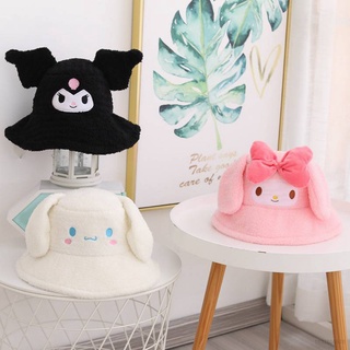 Cute Girly Rainbow Color Plush Fisherman Hat Winter Korean Fashion  All-match Warmth Basin Hat Tide Modern Retro