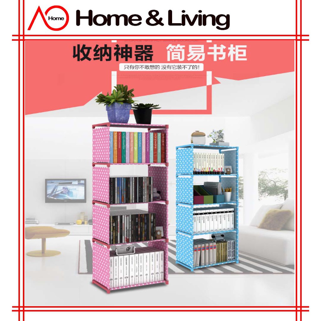 AO Home Korean DIY Book Storage Shelf 5 Tier with 4 Columns Bookcase