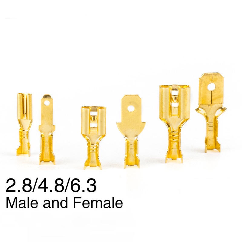 6.3mm 100 sets BRASS Crimp Terminal 100pcs Female Spade
