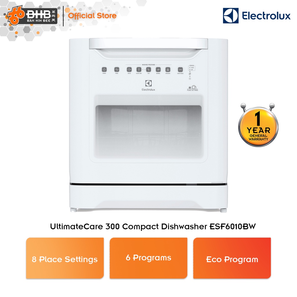 Electrolux esf6010bw best sale 55cm compact dishwasher