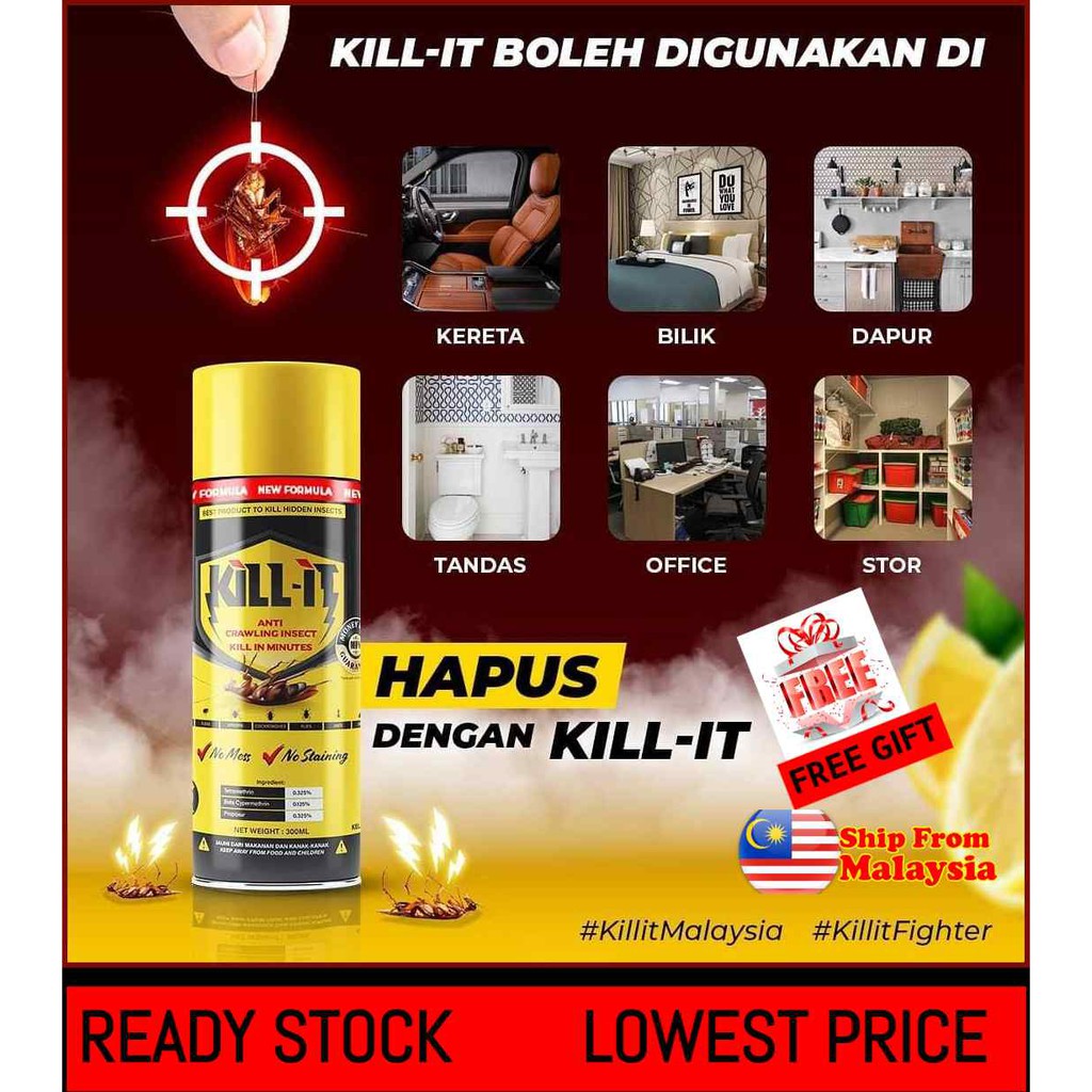 KILL IT Spray racun pakar penghapus lipas/serangga (Free Gift