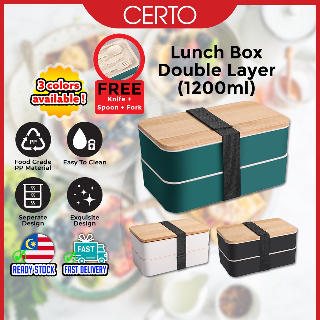 CERTO Bamboo Lunch Box Bento Bowl Food Warmer Food Carrier Food ...