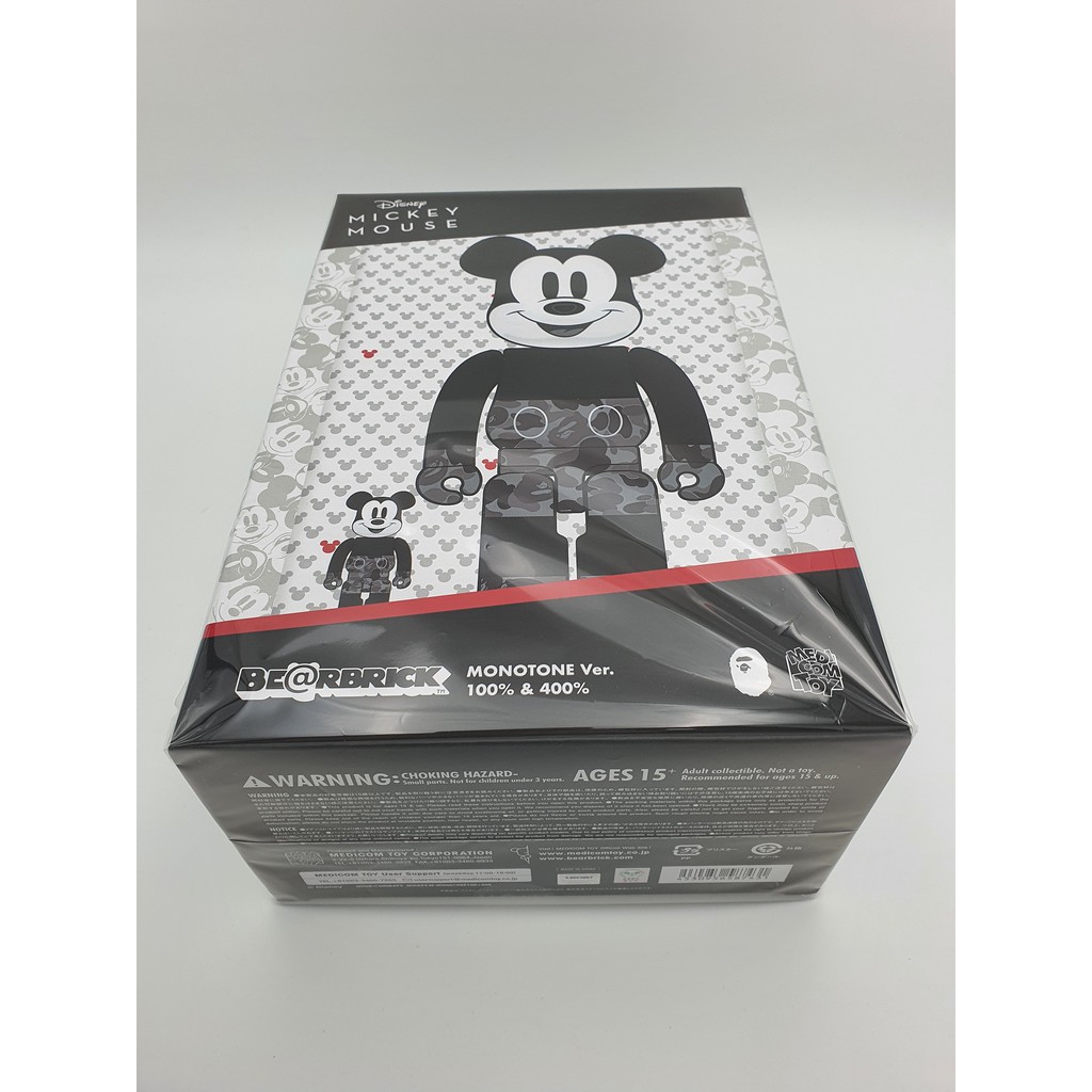 BE@RBRICK Bearbrick BAPE(R) MICKEY MOUSE MONOTONE Ver. 100％ & 400％