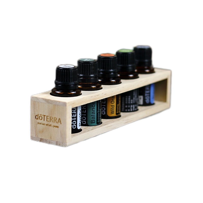 [Customized Logo]Wood Dispaly Rack Can Hold 5 Pieces 5ML 15ML Essential ...