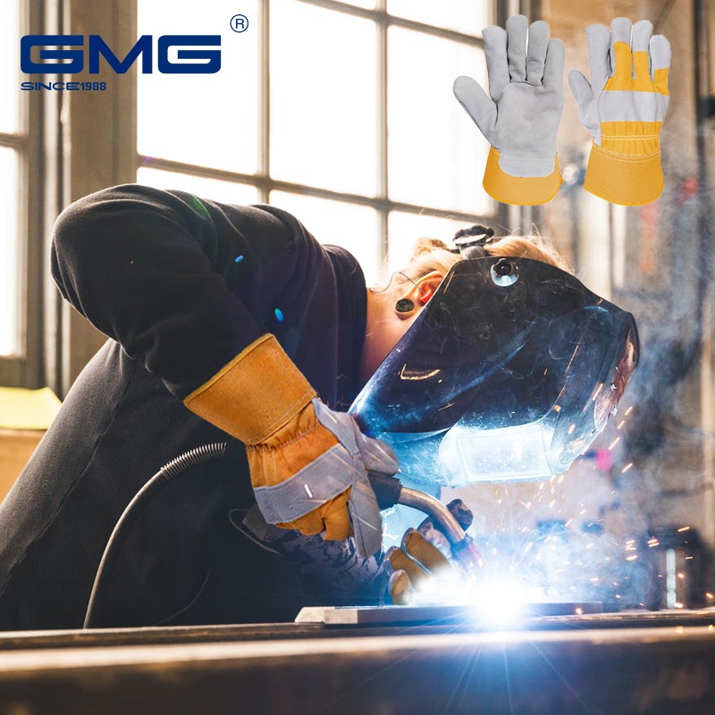 GMG welding gloves yellow leather gloves durable mechanic gloves split  leather Welding Guantes Work Gloves Heavy Duty Safety Luva for Gardening  Safety Cuff Hands Protection Adopt o Shopee Malaysia