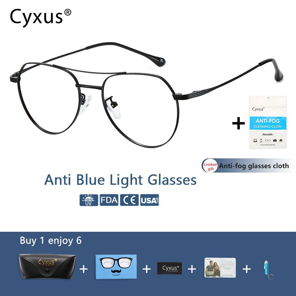 Cyxus Anti Blue Light Filter Anti Eye Fatigue Computer Glasses Pilot Femalemale 8205 Shopee 8042