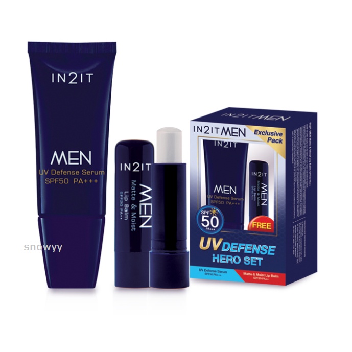 IN2IT Men UV Defense Serum Hero Set SPF50 PA+++ FREE Matte & Moist Lip ...