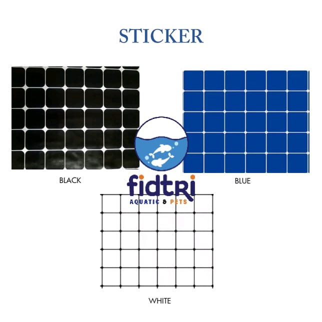 GRID STICKER FOR AQUARIUM TILES MOSAIC BOTTOM GROUND MINI FISH TANK BLUE BLACK & WHITE AKUARIUM