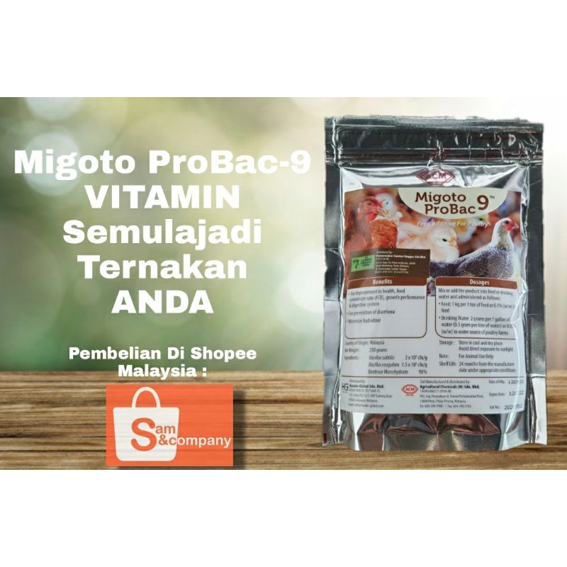 MIGOTO PROBAC 9 PRO BIOTIK - (AYAM/ITIK/PIRU/PUYUH/ARNAB) 250g | Shopee ...