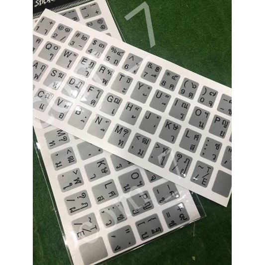 Keyboard sticker Gray Background Black Letters Thai English/Language ...