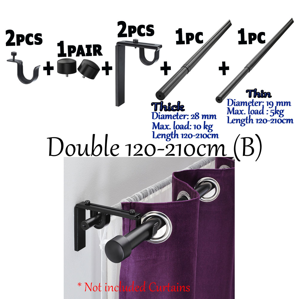 Rod Langsir Tingkap Curtain Rod Besi Langsir Batang Langsir Holder Set