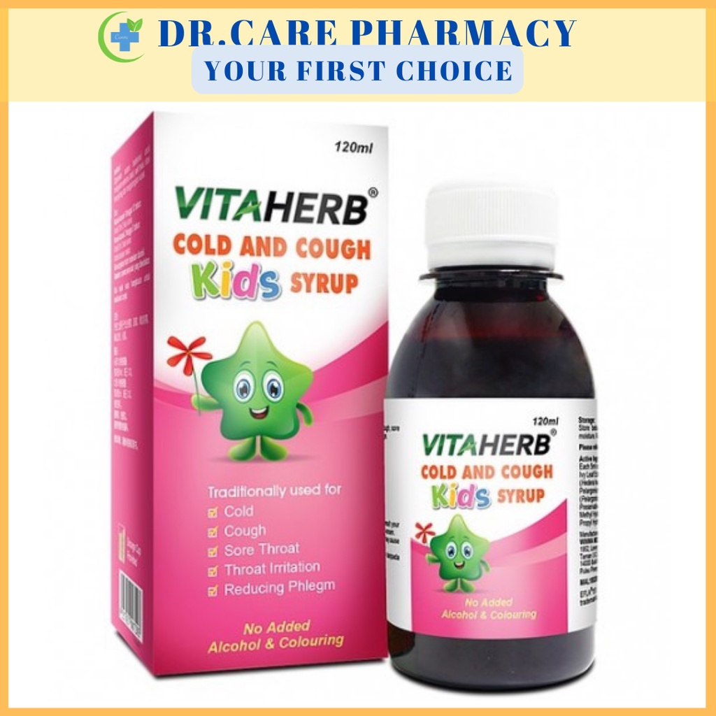 VITAHERB Cold And Cough Kids Syrup 120ml Ivy Leaf & Pelargonium For