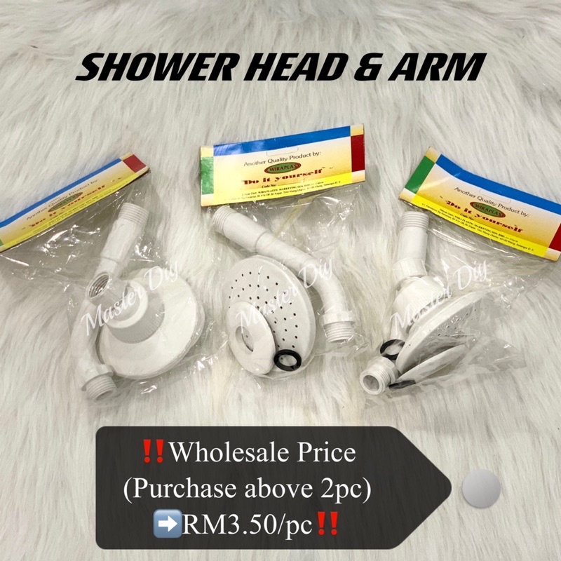 ‼️READY STOCK‼️PVC SHOWER HEAD & ARM / KEPALA PLASTIK MANDI HUJAN / PVC