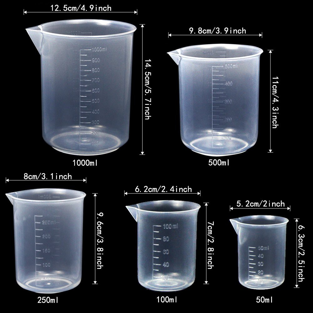 30ml 50ml 100ml 250ml 500ml Kitchen Transparent Handle Measuring ...