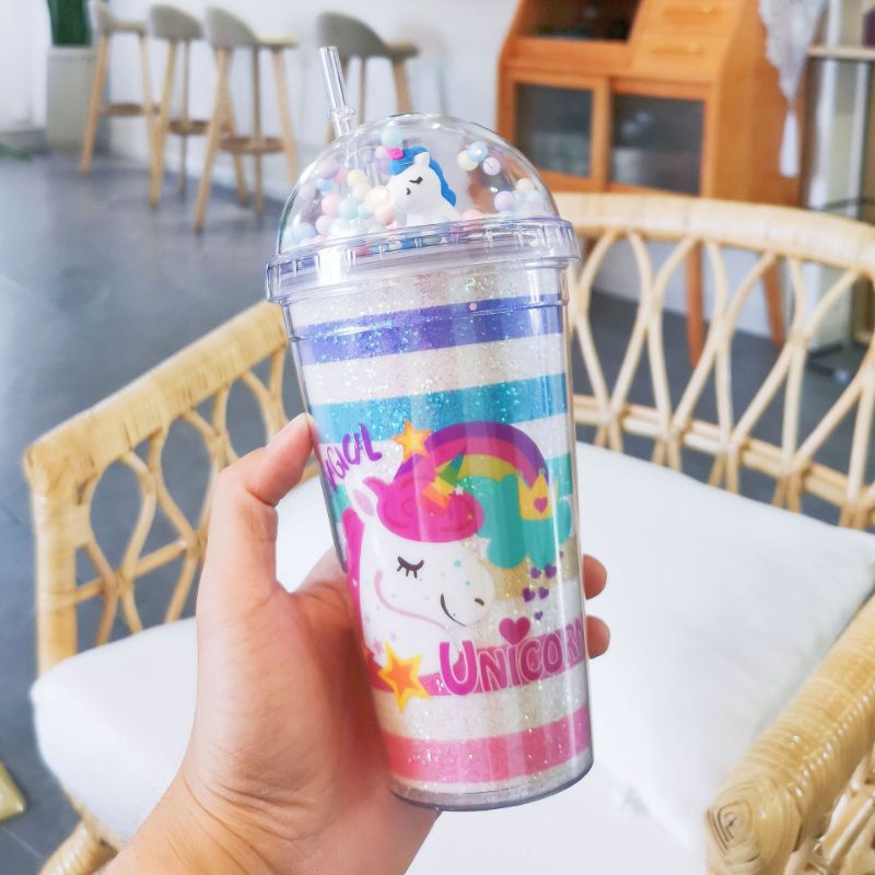 CLEARANCE SALE WATER CUP Starbucks Unicorn Water Ice Cup 430ml Double Layer Bottle With Straw Starbuck Tumbler BPA Free