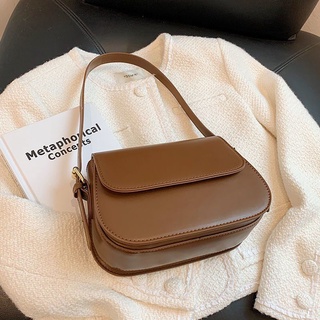 Leather texture fashion retro hand bag small square new fashion niche light  luxury high sense crossbody bag