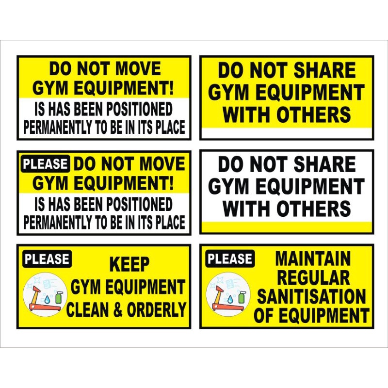 gym equipment signage signage for gym establishments yellow signage ...